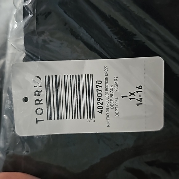 NWT - Torrid - Mini Foxy Bodycon One Shoulder Dress - Deep Black - 1X - Picture 2 of 3